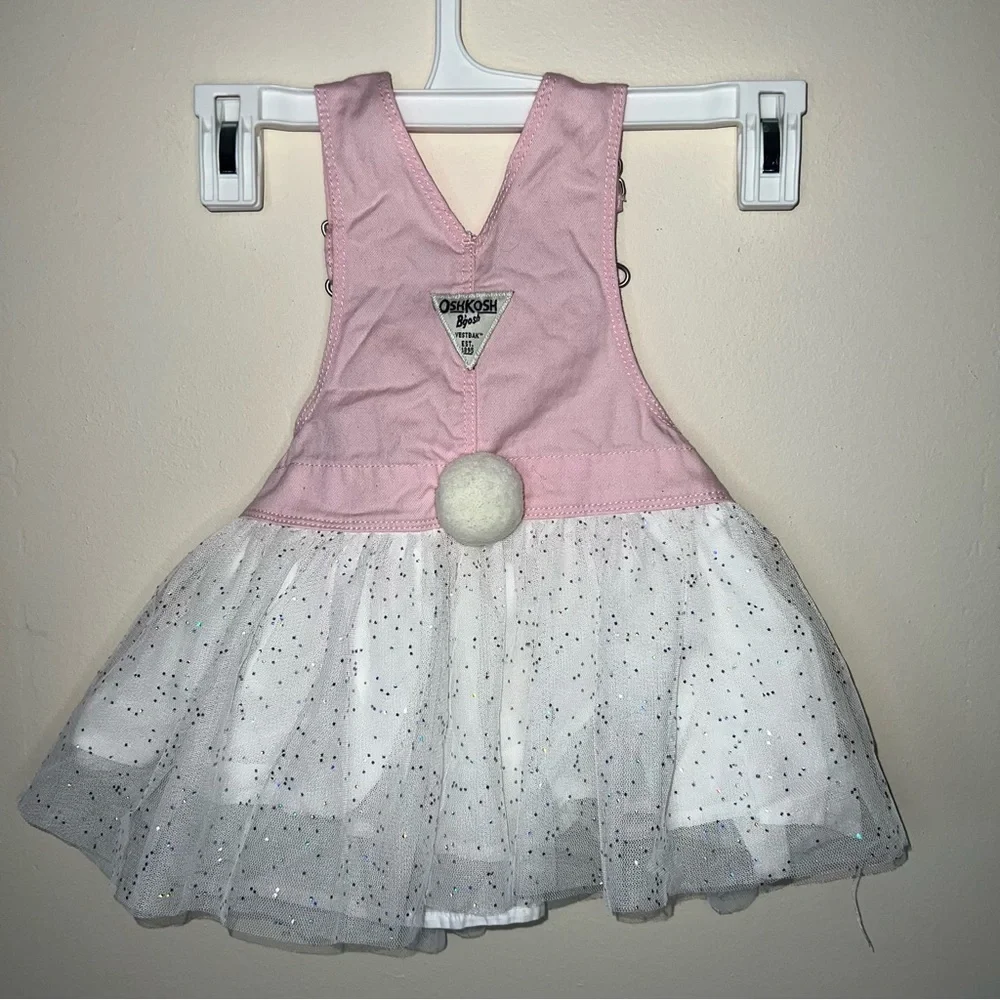 Oshkosh B'Gosh Bunny Rabbit Tulle Overall Dress Pink White Sparkle Size 18 mos.